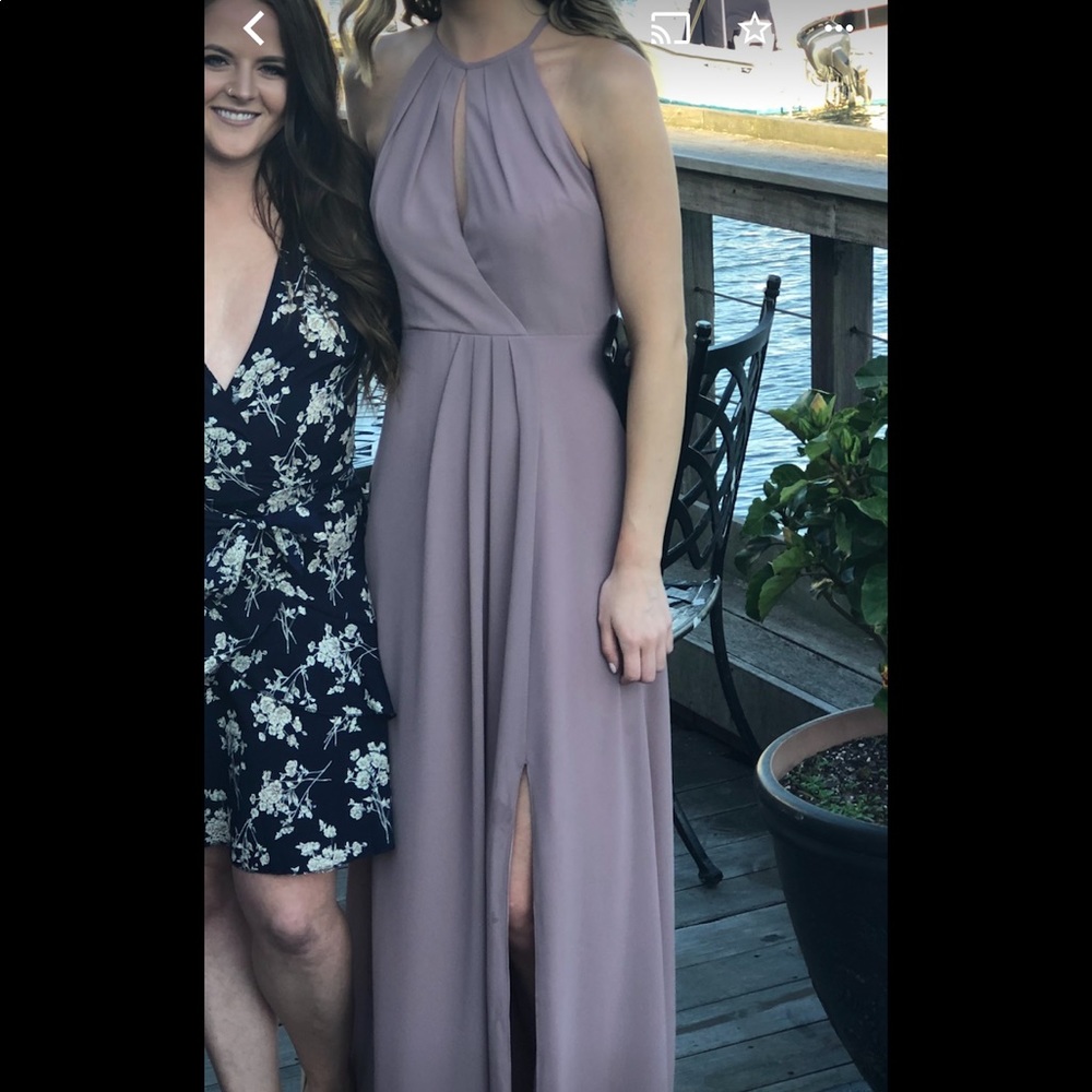 Anthropologie BHLDN Mauve High-Neck Key Hole Bridesmaid Dress